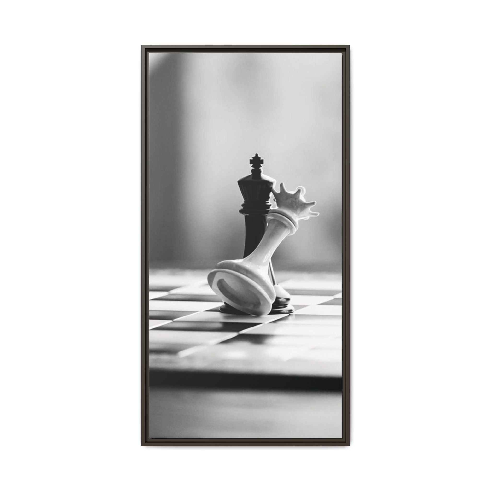 Chess King and Fallen Queen Matte Canvas Framed Wall Art