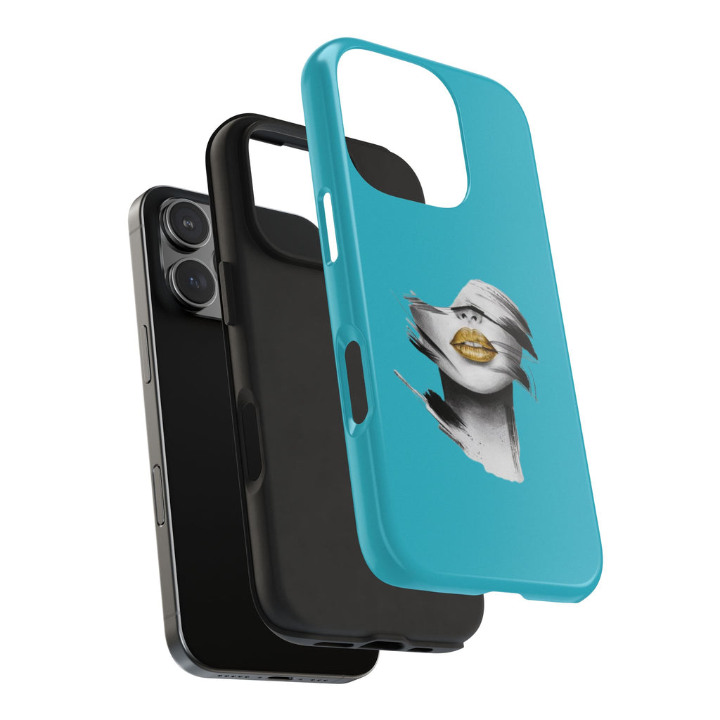 Teal 'Golden Lips' Tough Phone Case