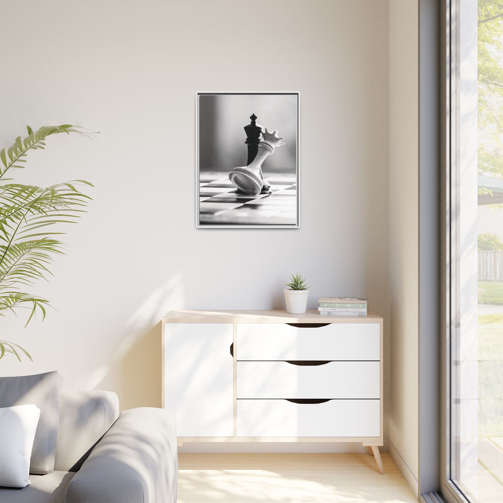 Chess King and Fallen Queen Matte Canvas Framed Wall Art