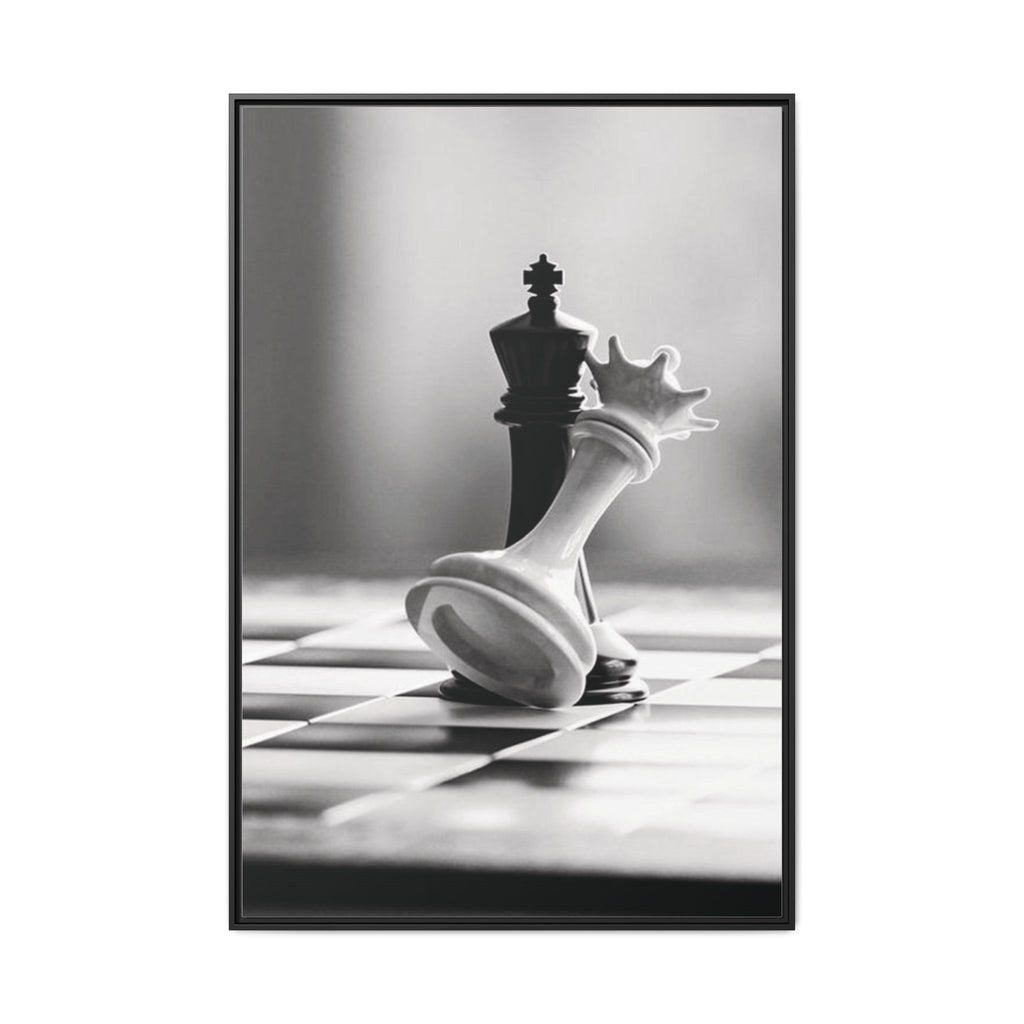 Chess King and Fallen Queen Matte Canvas Framed Wall Art