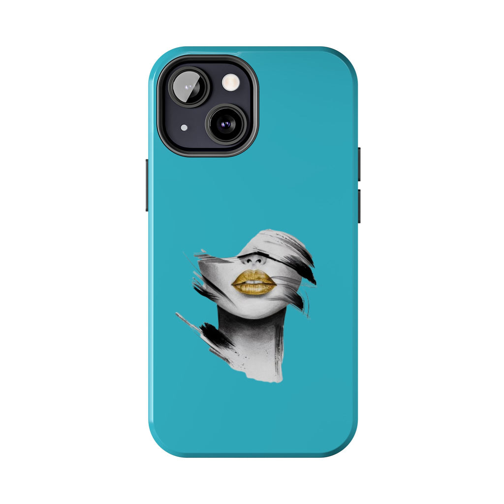 Teal 'Golden Lips' Tough Phone Case