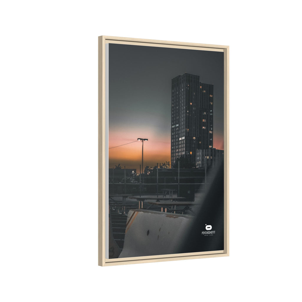Framed Matte Canvas Print — Urban Sunset High-Rise Photography