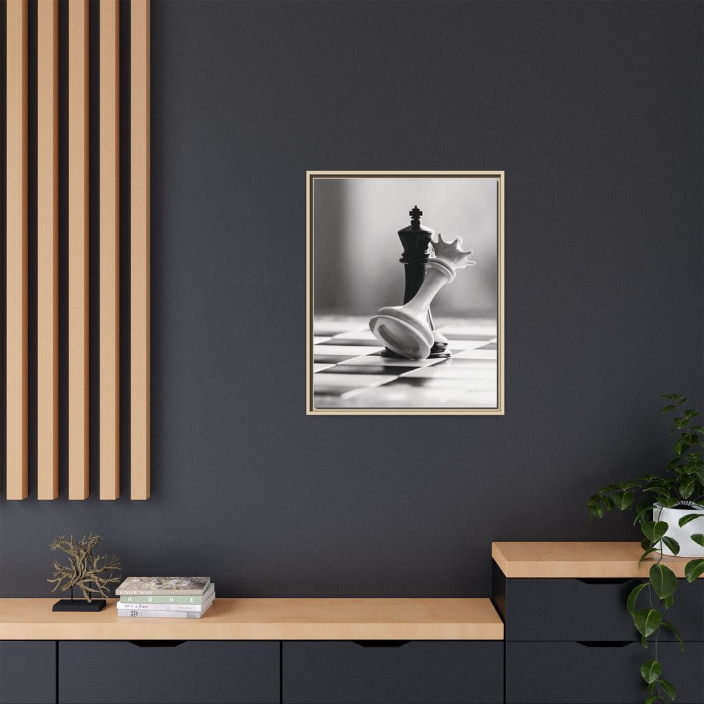 Chess King and Fallen Queen Matte Canvas Framed Wall Art