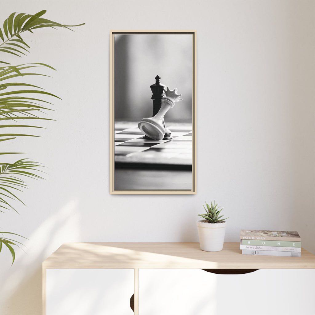 Chess King and Fallen Queen Matte Canvas Framed Wall Art