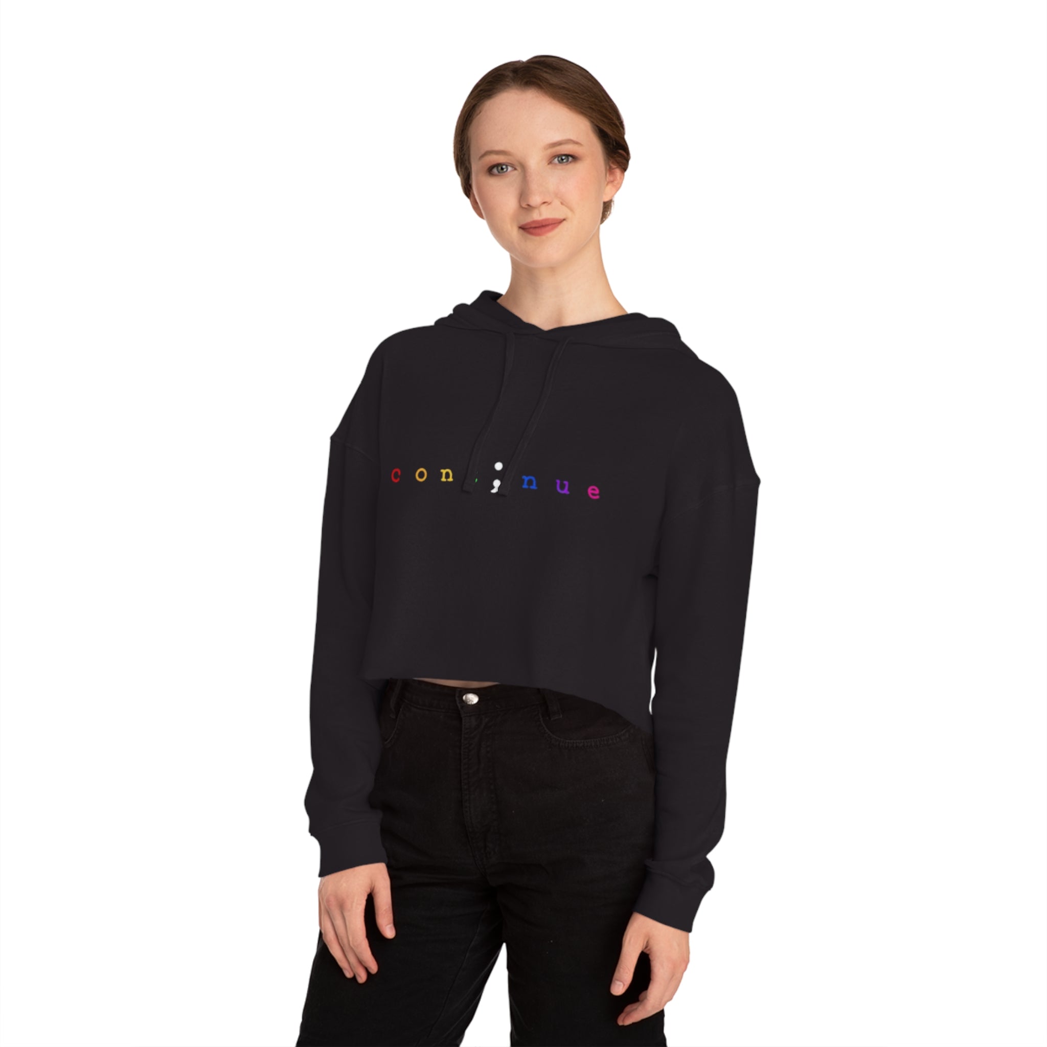 Cropped Hoodie "continue" Rainbow Minimalist