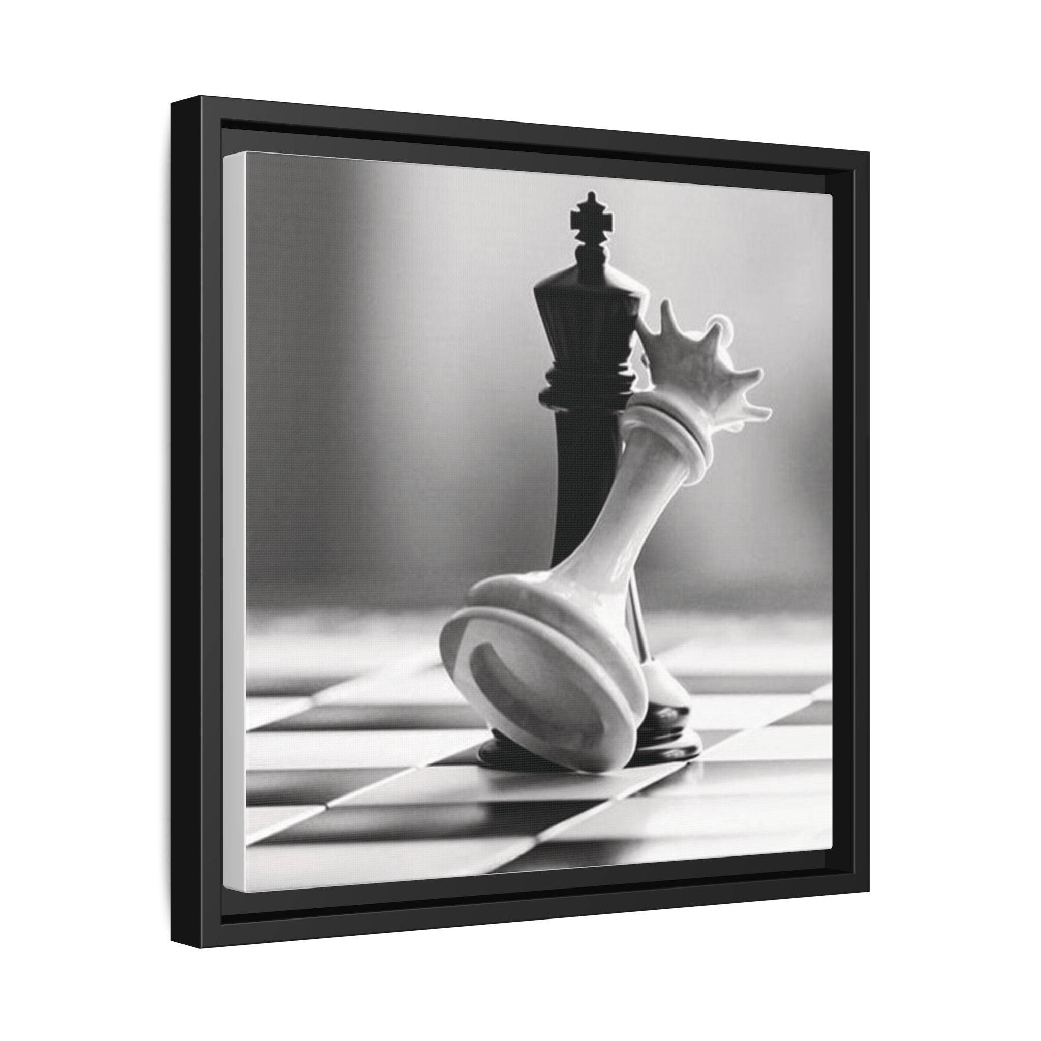 Chess King and Fallen Queen Matte Canvas Framed Wall Art