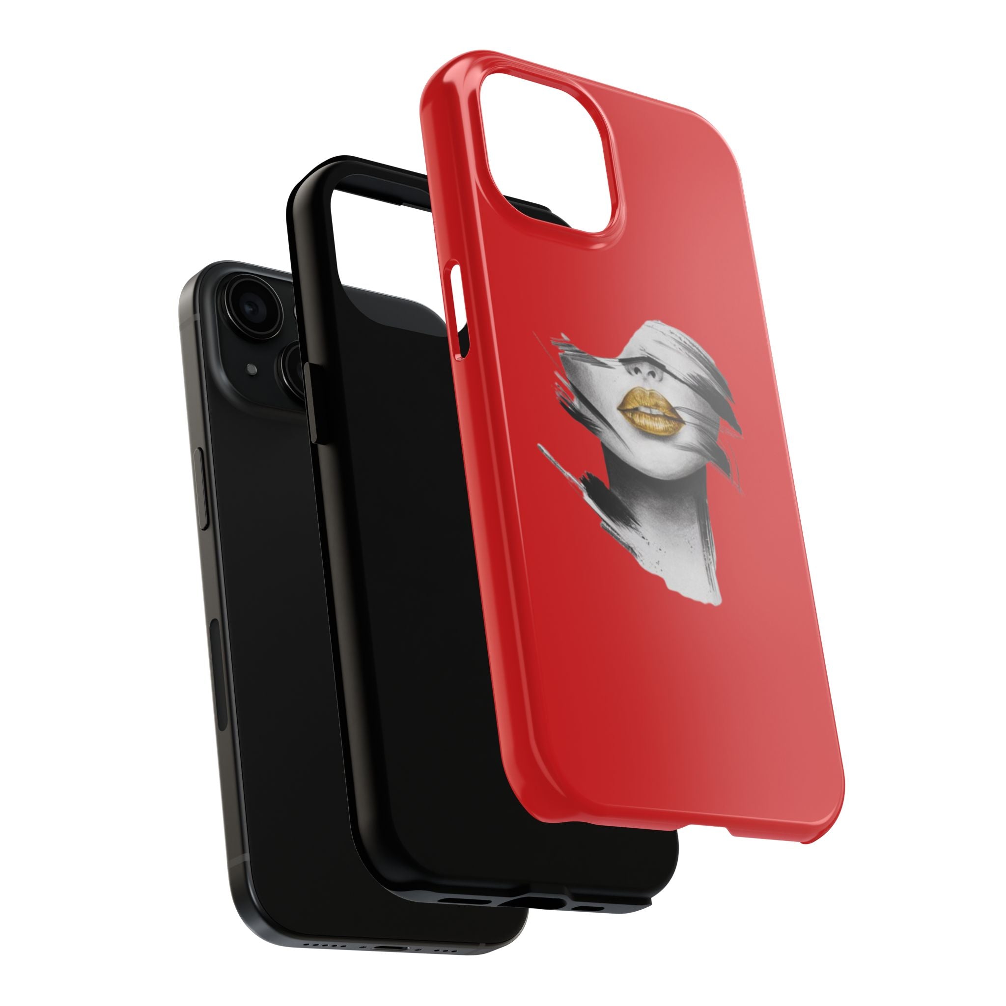 Red Abstract Lips Tough Phone Case — Bold Art Phone Cover for iPhone & Android