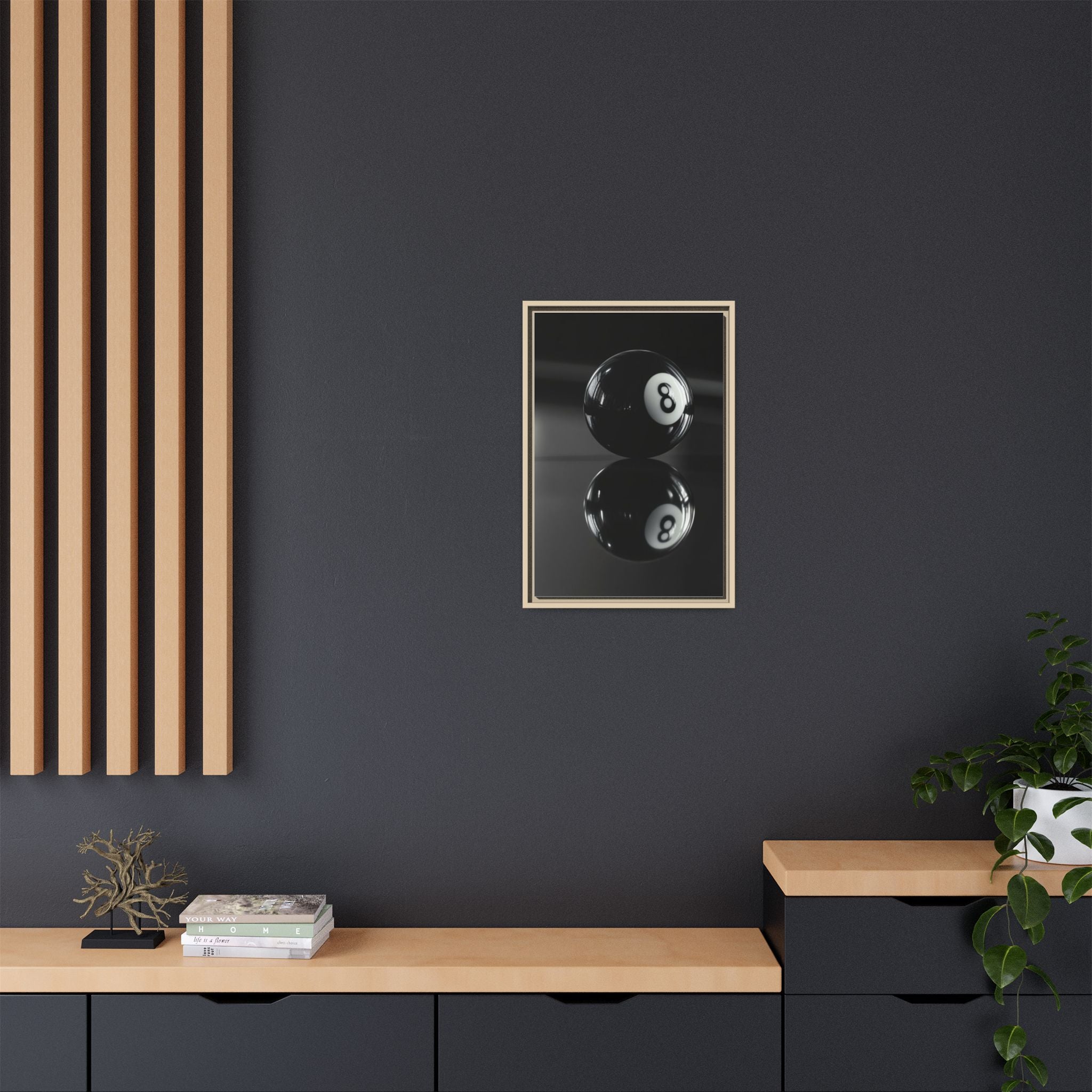Eight Ball Reflection Matte Framed Canvas Print