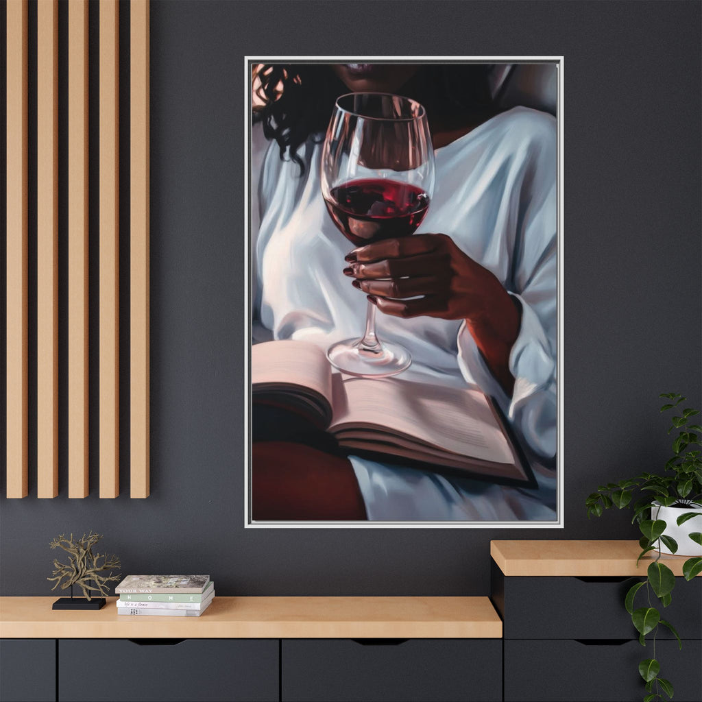 Woman Reading with Wine Glass (Cozy Evening Wall Decor)