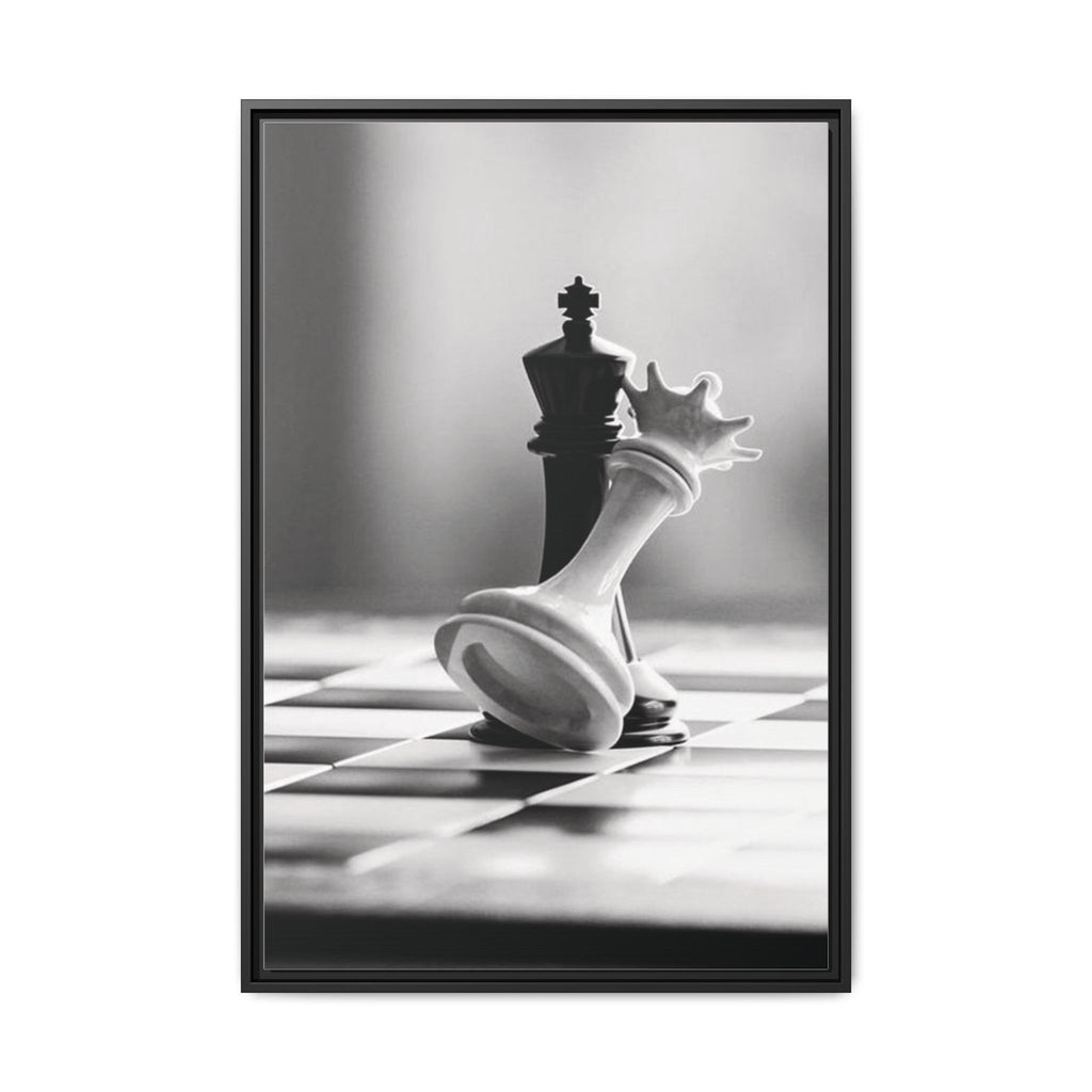 Chess King and Fallen Queen Matte Canvas Framed Wall Art