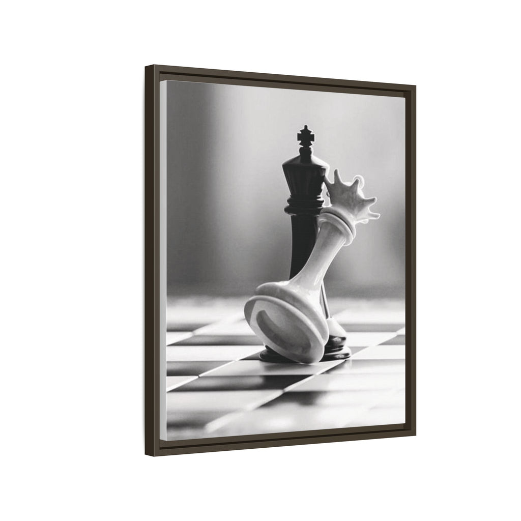 Chess King and Fallen Queen Matte Canvas Framed Wall Art