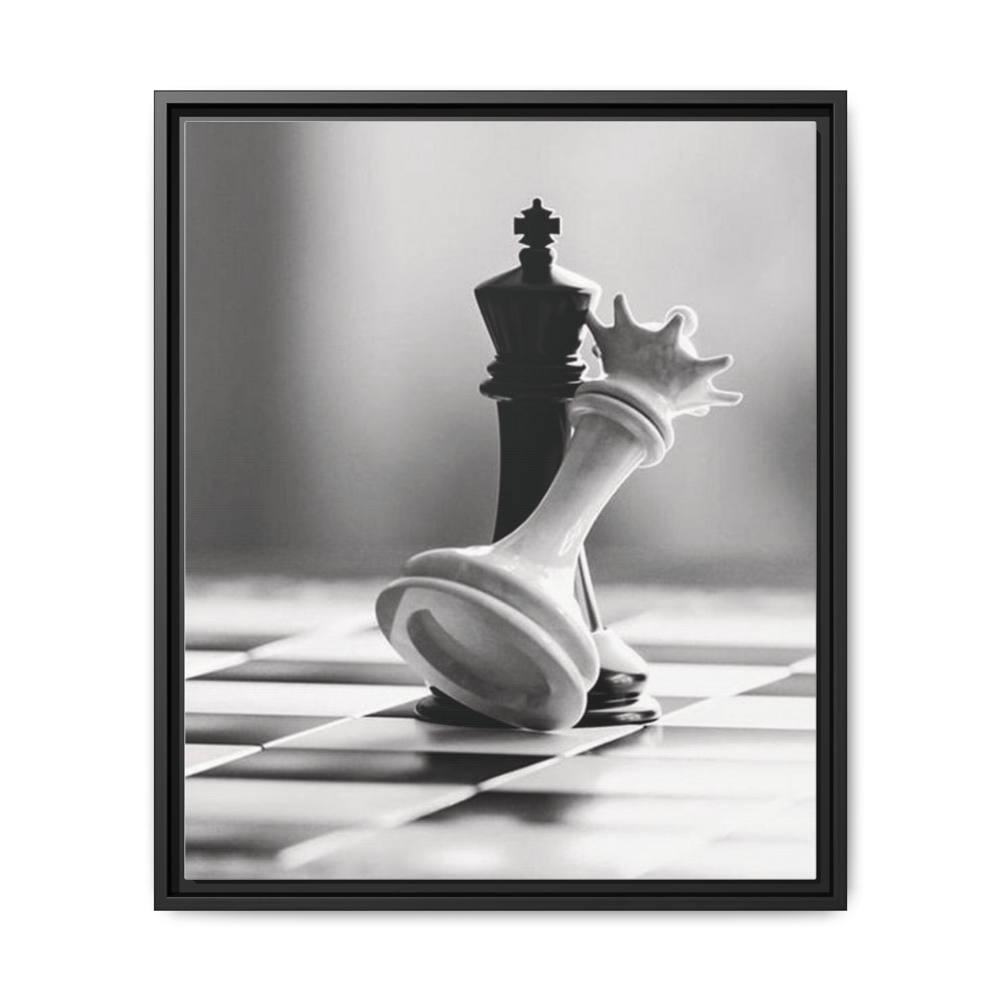 Chess King and Fallen Queen Matte Canvas Framed Wall Art