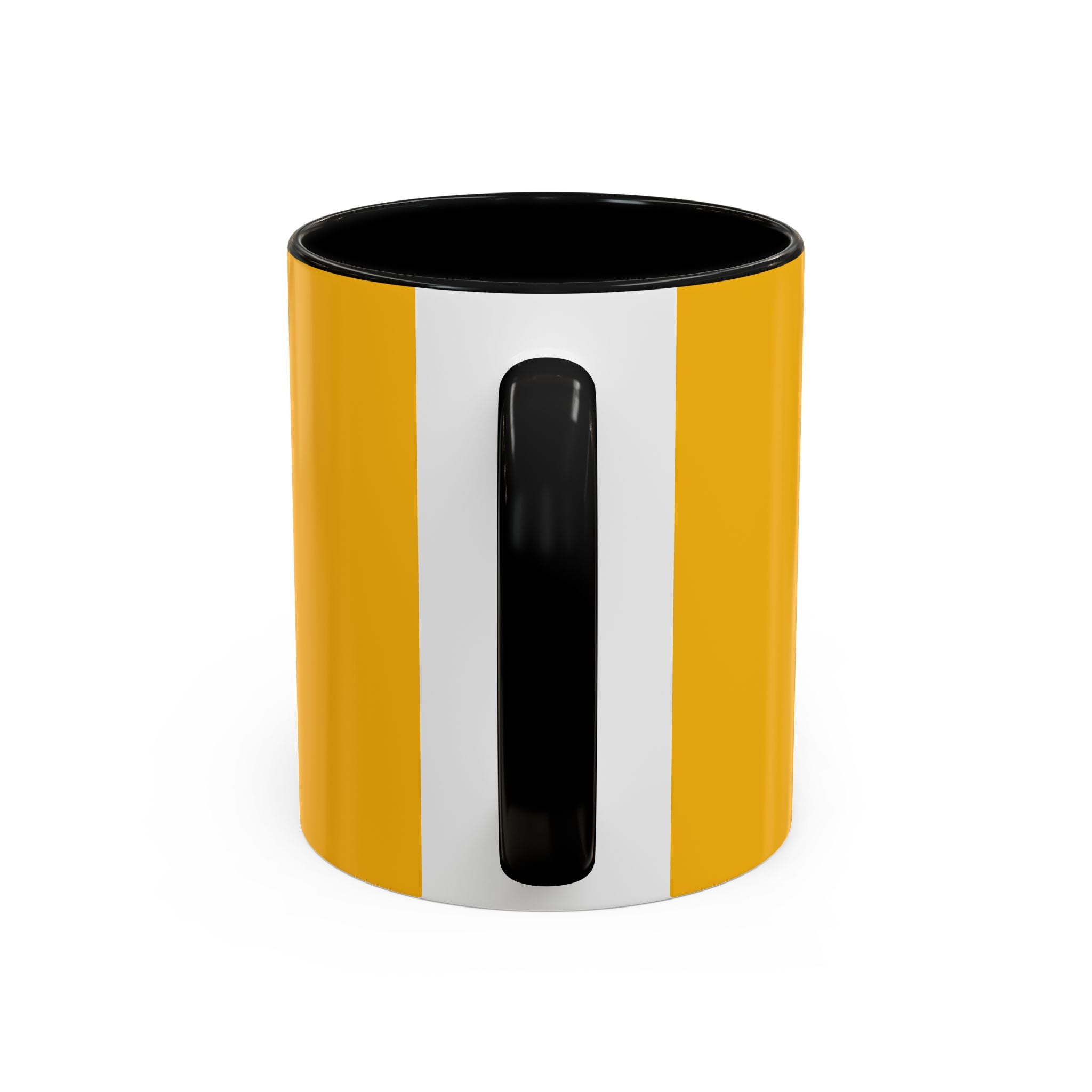 Retro Bold 'k' Accent Coffee Mug — Yellow & Red Graphic Ceramic