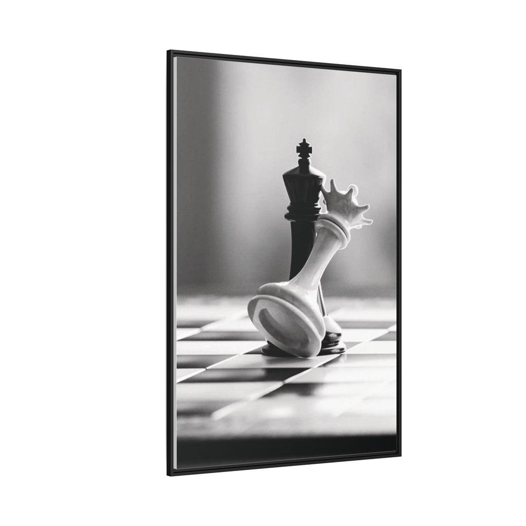 Chess King and Fallen Queen Matte Canvas Framed Wall Art