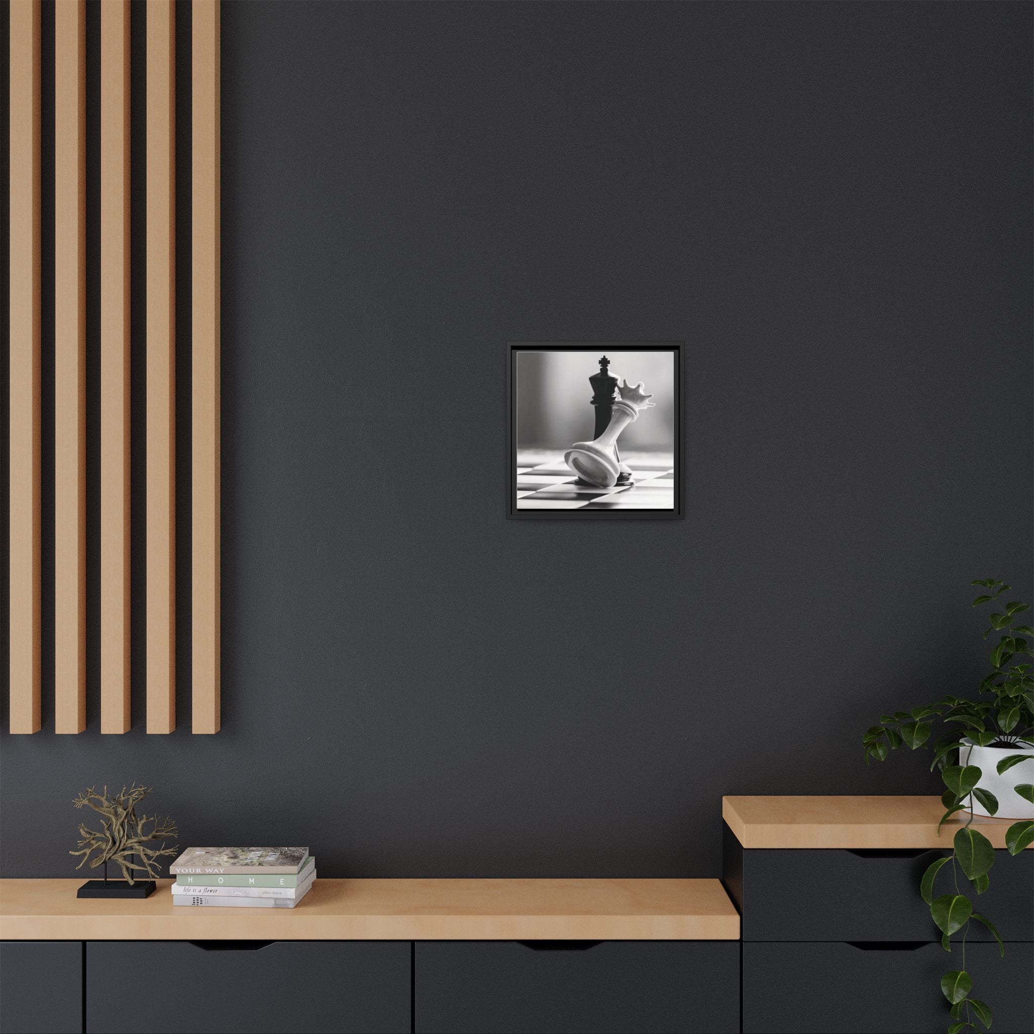 Chess King and Fallen Queen Matte Canvas Framed Wall Art