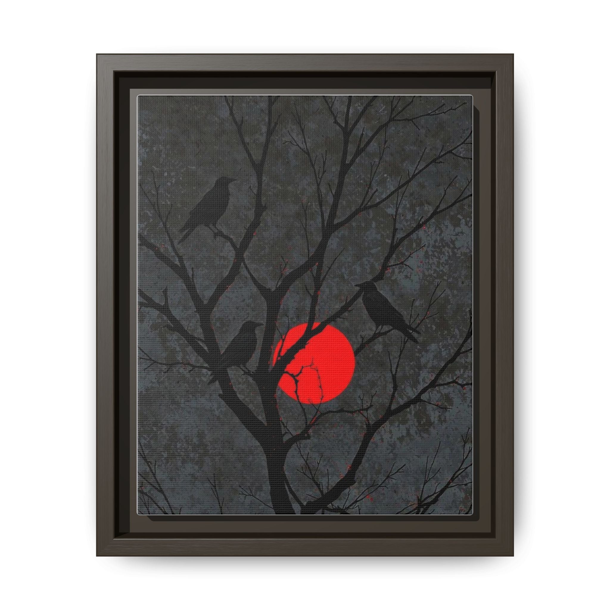 Red Moon Crows Silhouette