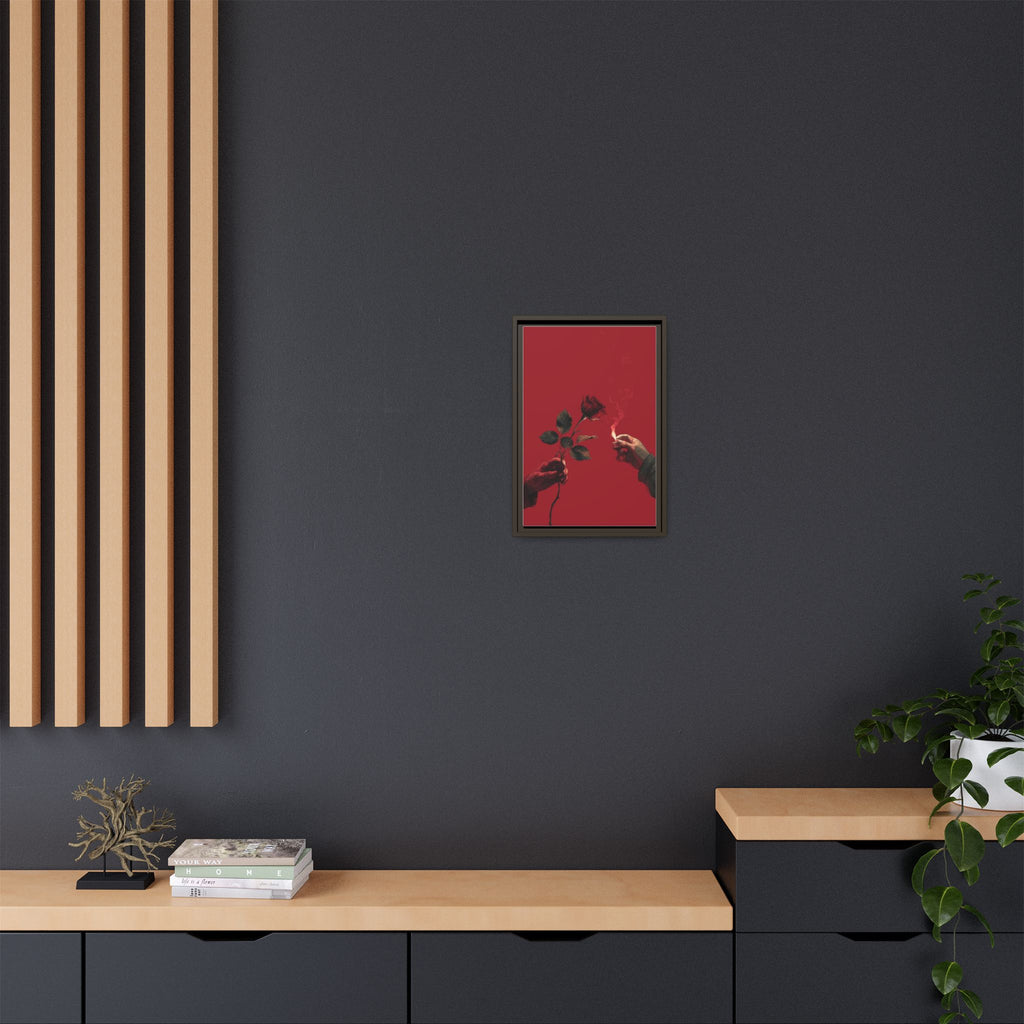Red Rose & Lighter Minimalist Wall Print