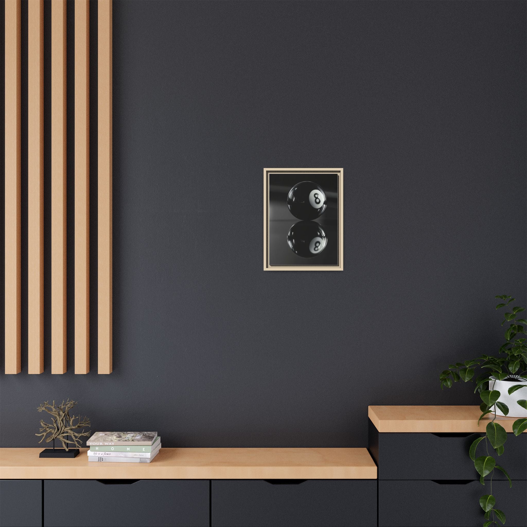 Eight Ball Reflection Matte Framed Canvas Print