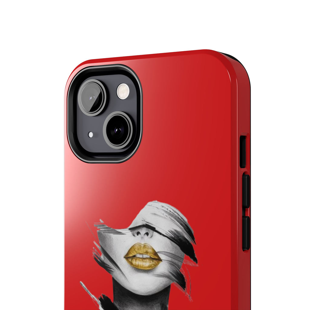 Red Abstract Lips Tough Phone Case — Bold Art Phone Cover for iPhone & Android