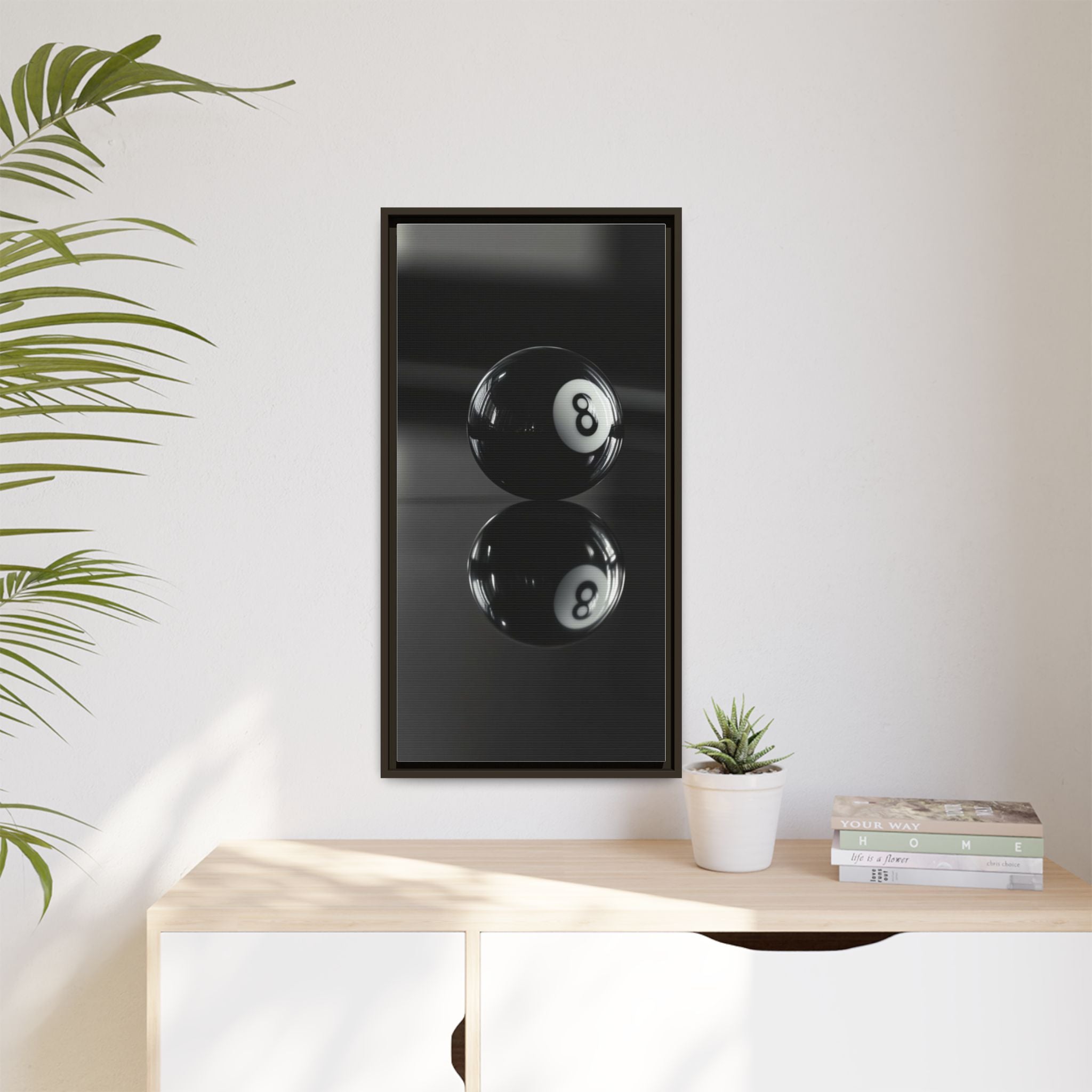 Eight Ball Reflection Matte Framed Canvas Print