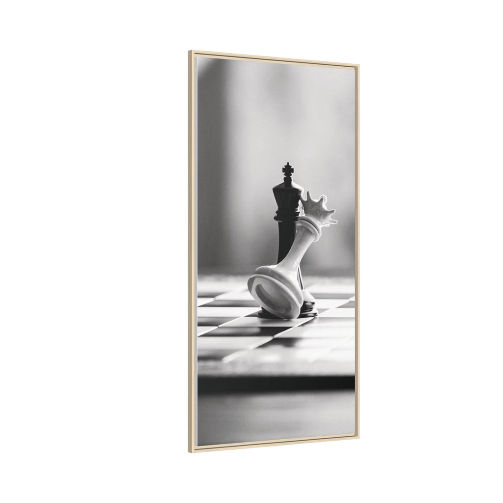 Chess King and Fallen Queen Matte Canvas Framed Wall Art
