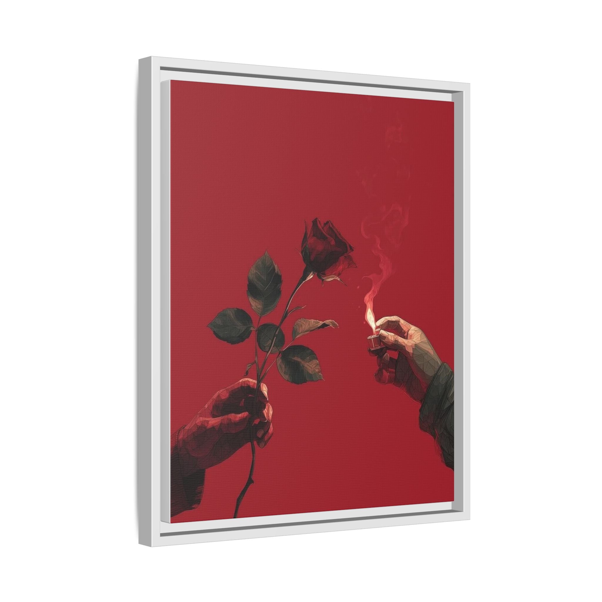 Red Rose & Lighter Minimalist Wall Print