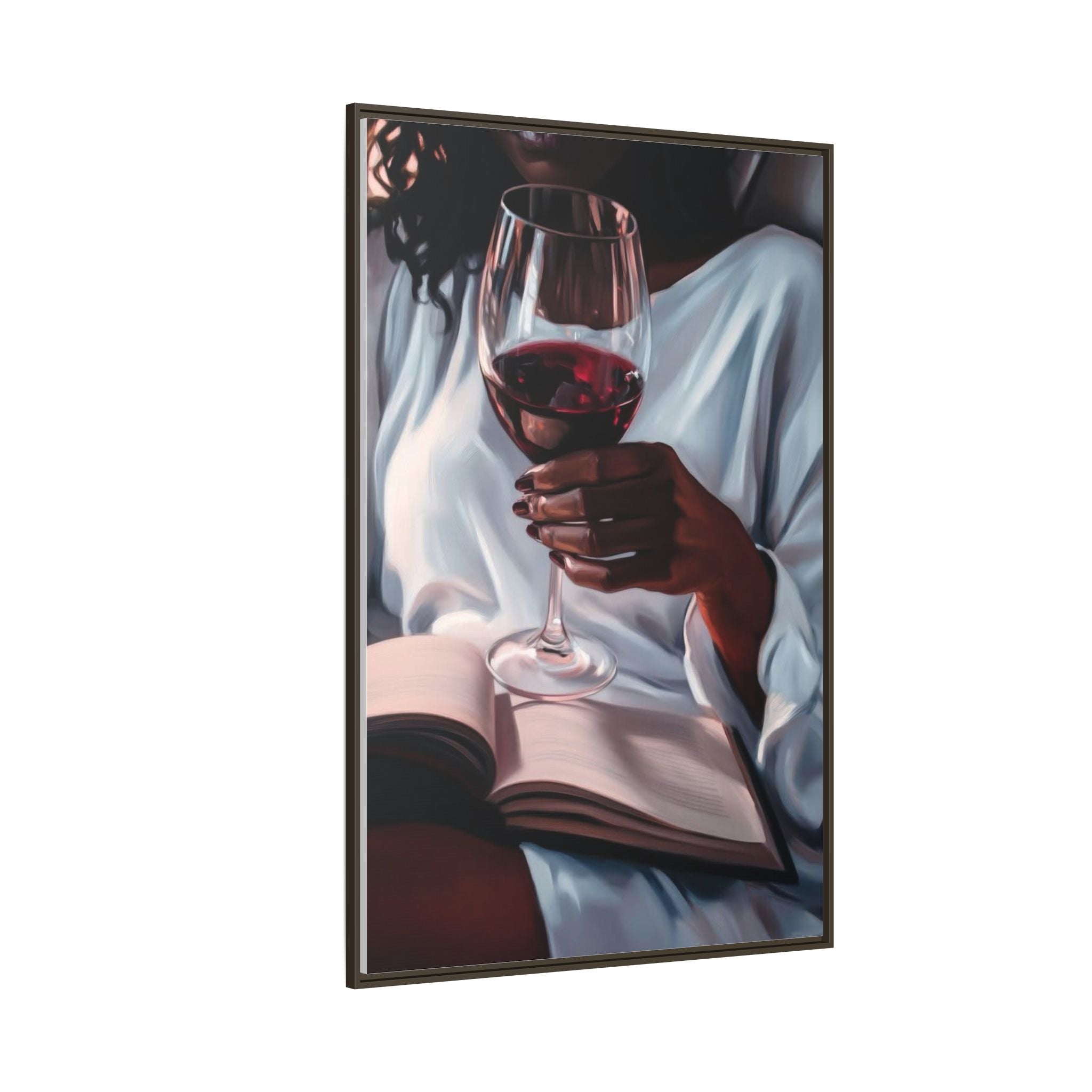 Woman Reading with Wine Glass (Cozy Evening Wall Decor)