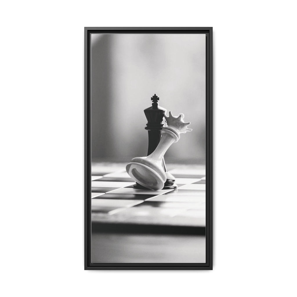 Chess King and Fallen Queen Matte Canvas Framed Wall Art