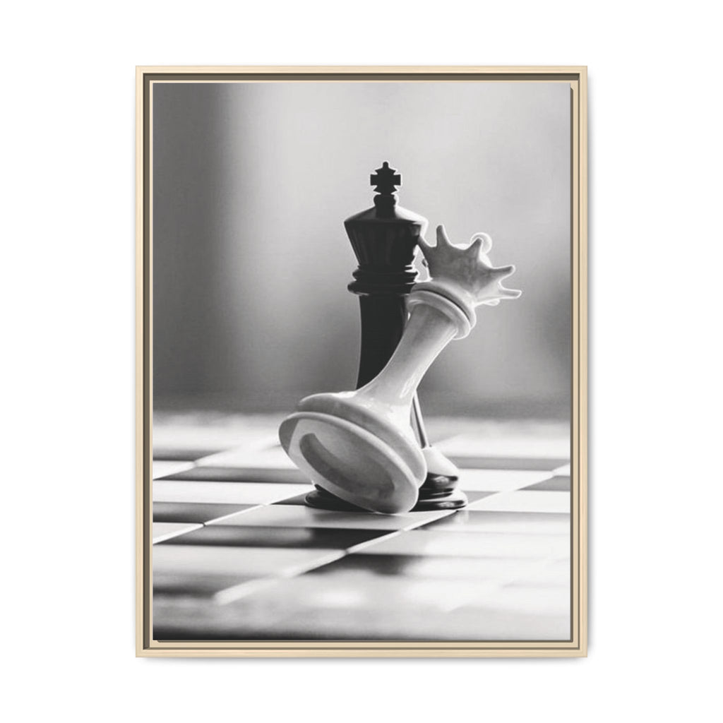Chess King and Fallen Queen Matte Canvas Framed Wall Art