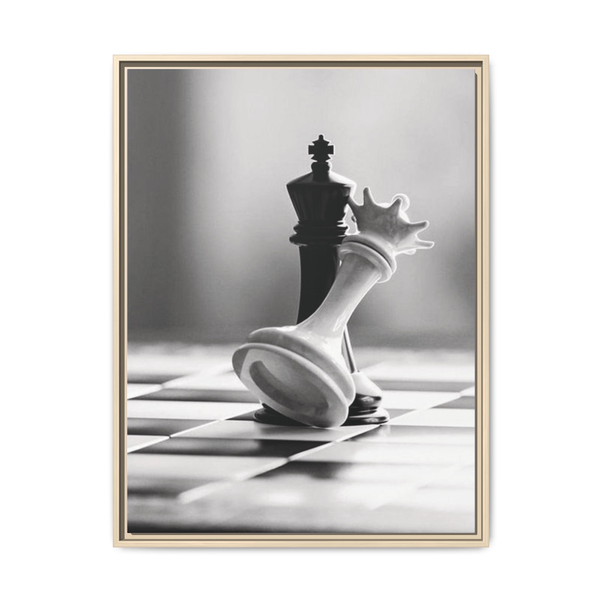 Chess King and Fallen Queen Matte Canvas Framed Wall Art
