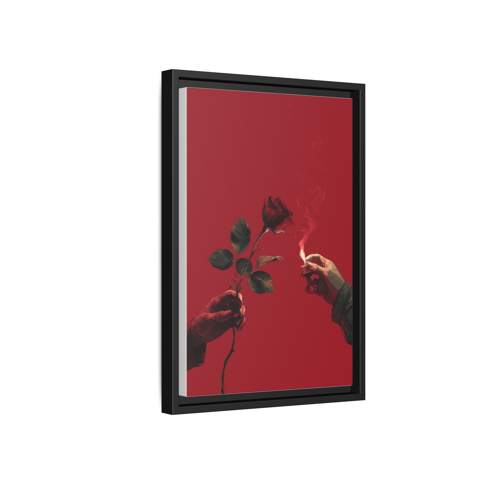 Red Rose & Lighter Minimalist Wall Print