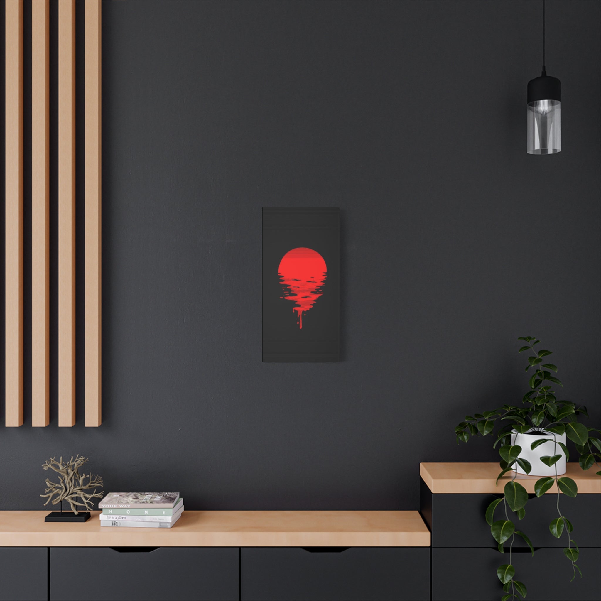 Sunset Canvas Art Print, Modern Wall Decor, Red and Black Home Decor, Abstract Art