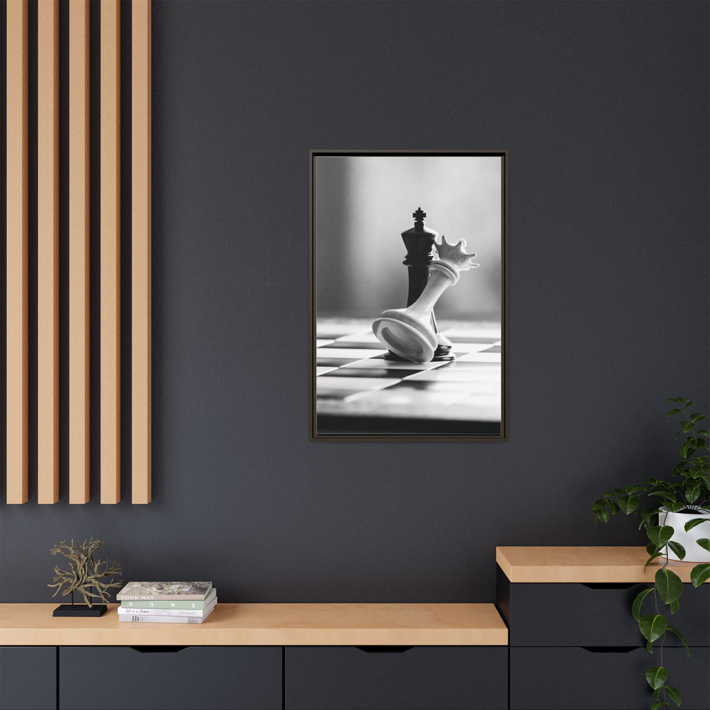 Chess King and Fallen Queen Matte Canvas Framed Wall Art