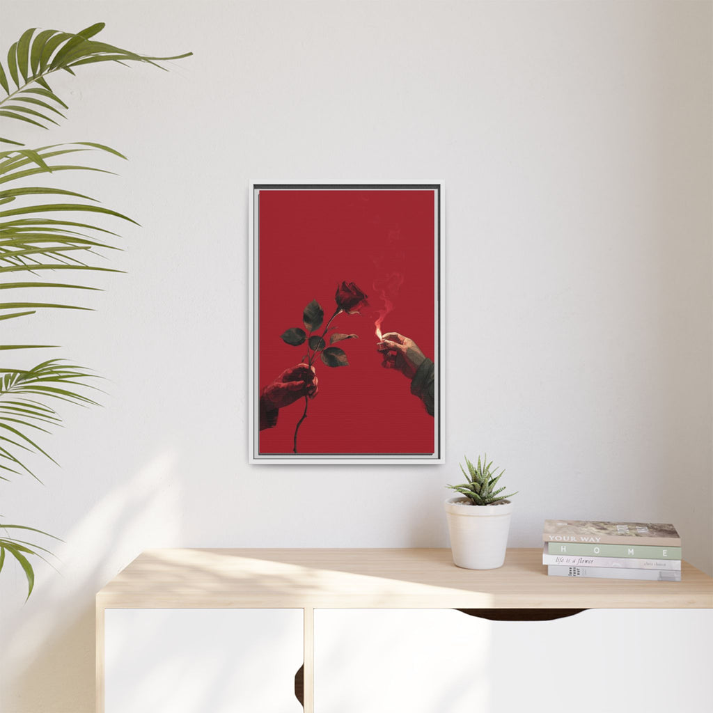 Red Rose & Lighter Minimalist Wall Print