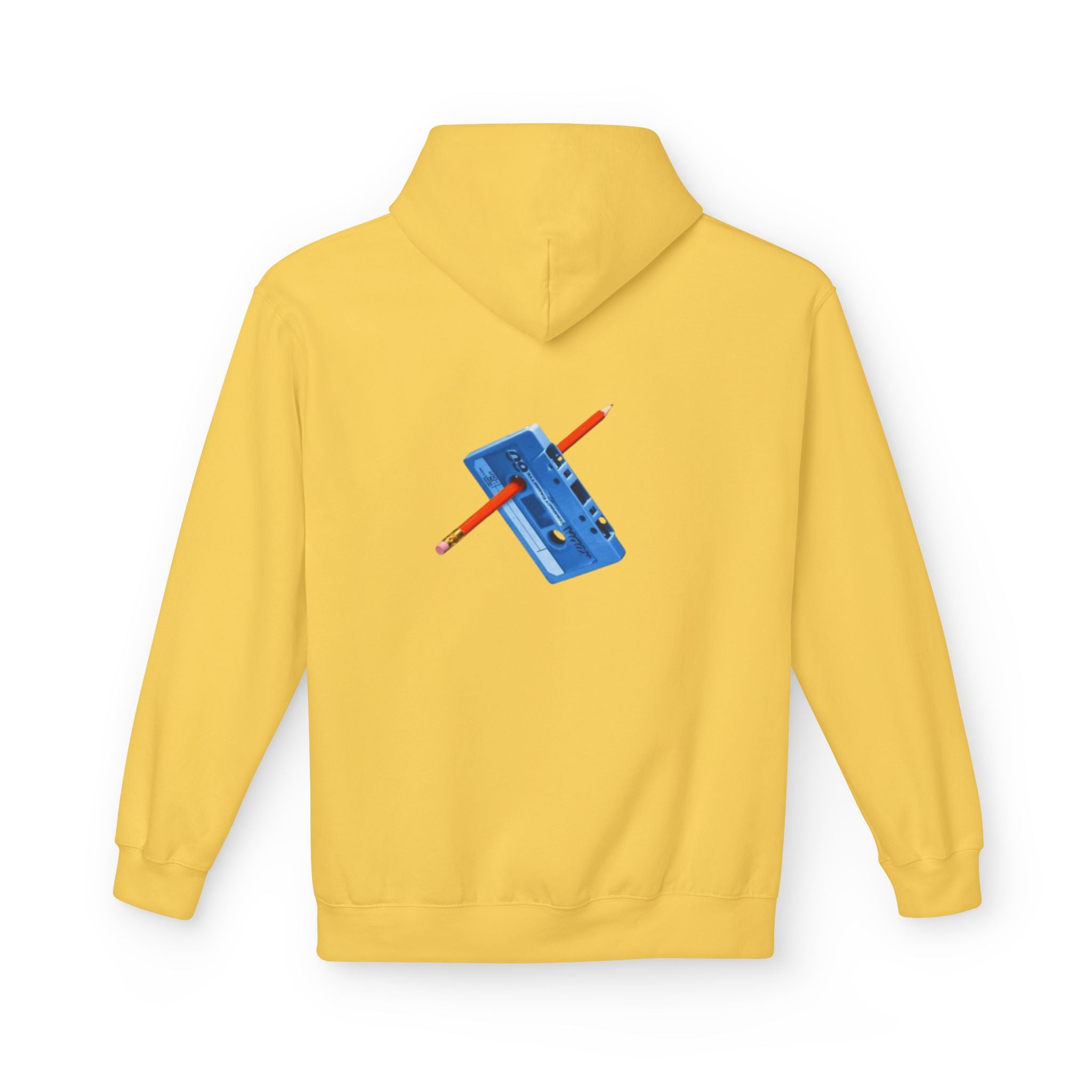 Retro Cassette Hoodie — Blue Tape & Pencil Vintage Music Crewneck