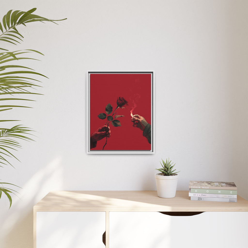 Red Rose & Lighter Minimalist Wall Print