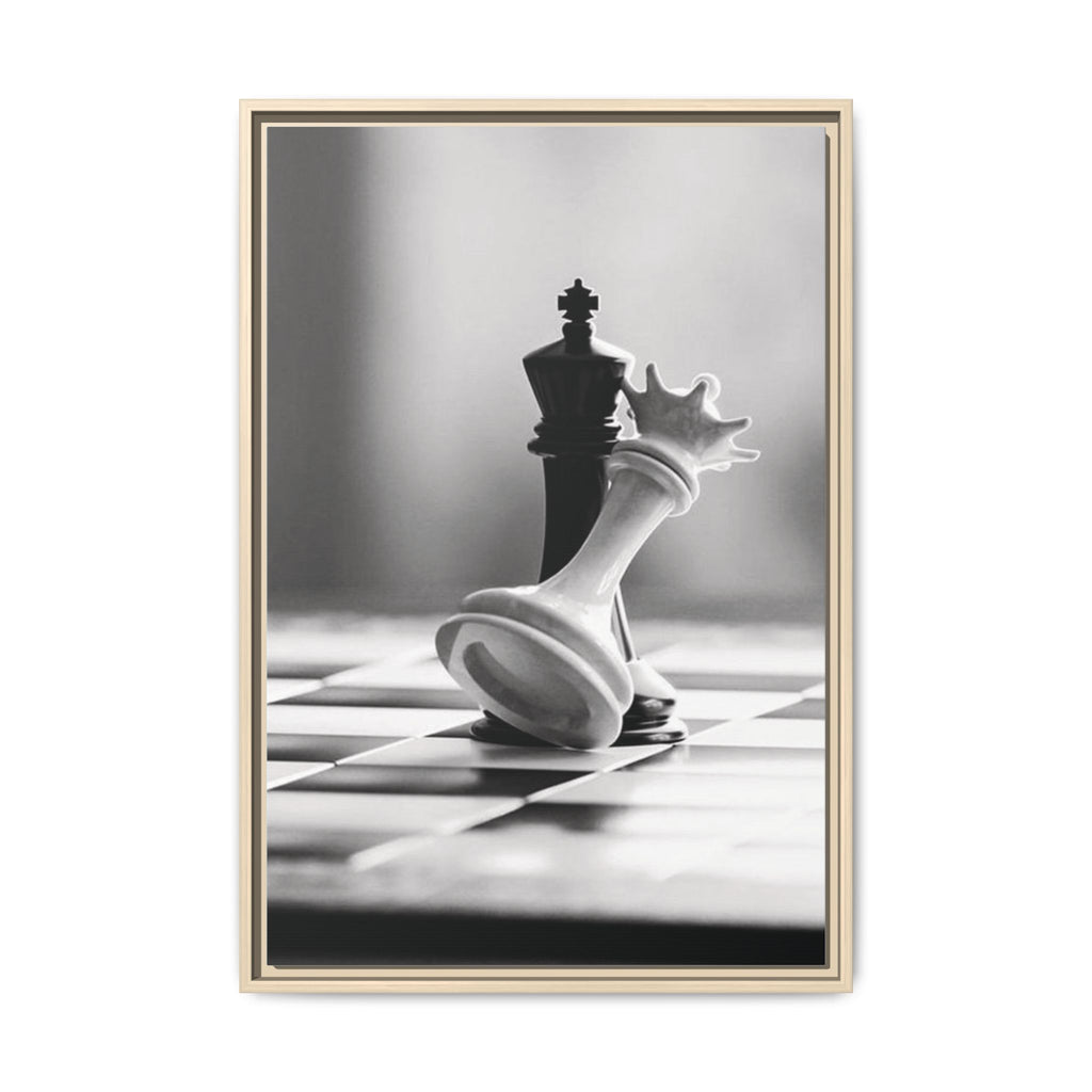 Chess King and Fallen Queen Matte Canvas Framed Wall Art