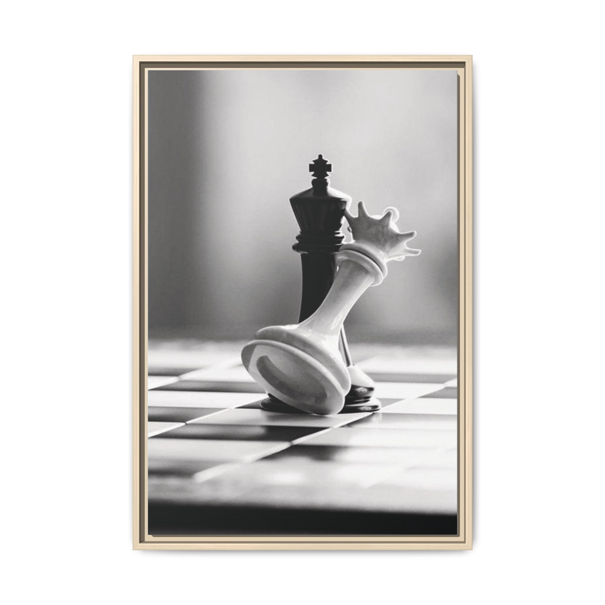 Chess King and Fallen Queen Matte Canvas Framed Wall Art