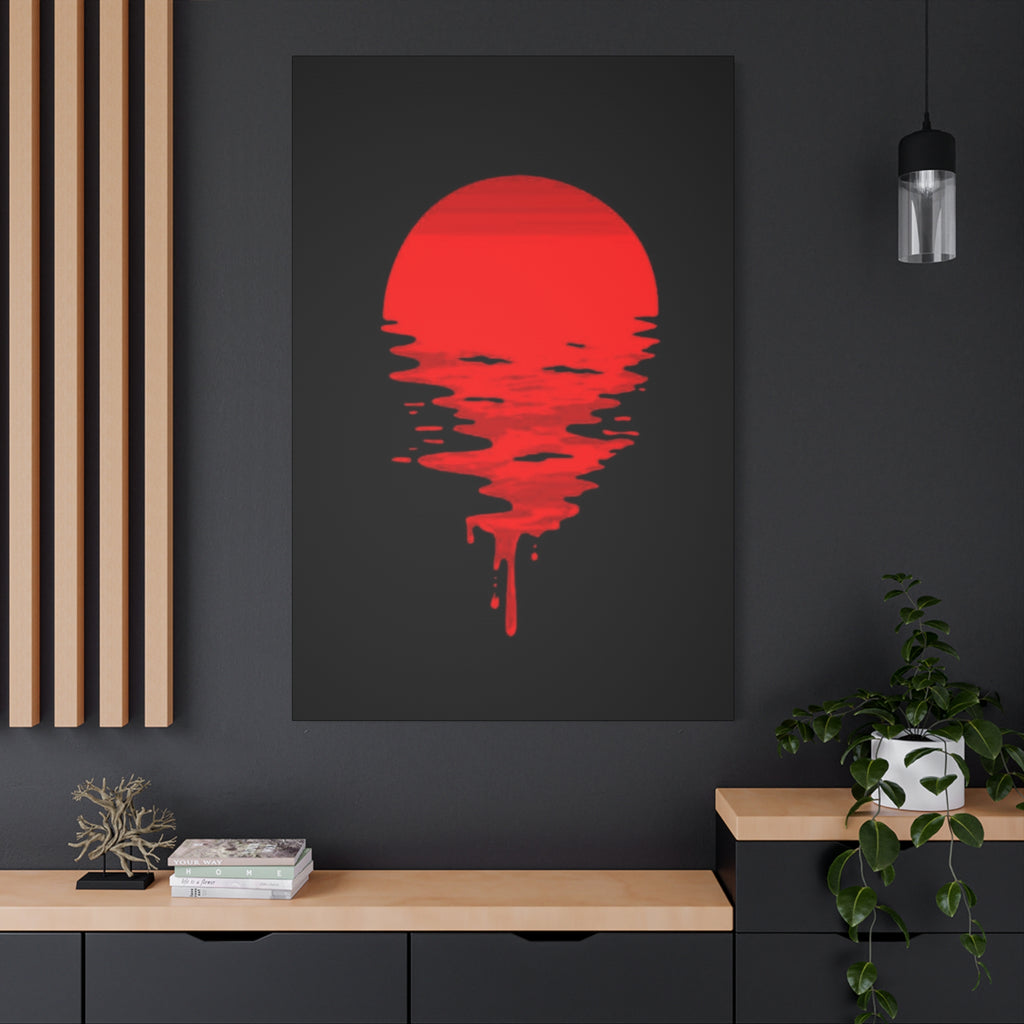 Sunset Canvas Art Print, Modern Wall Decor, Red and Black Home Decor, Abstract Art