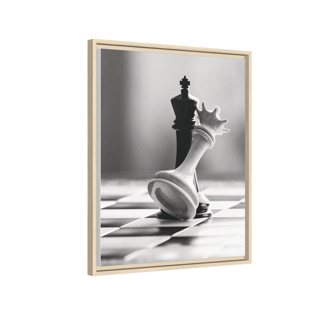 Chess King and Fallen Queen Matte Canvas Framed Wall Art