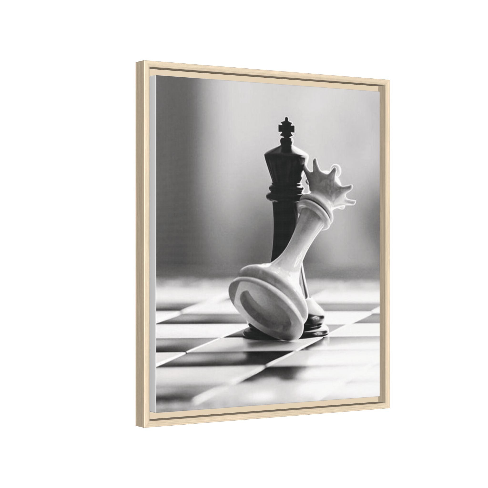 Chess King and Fallen Queen Matte Canvas Framed Wall Art