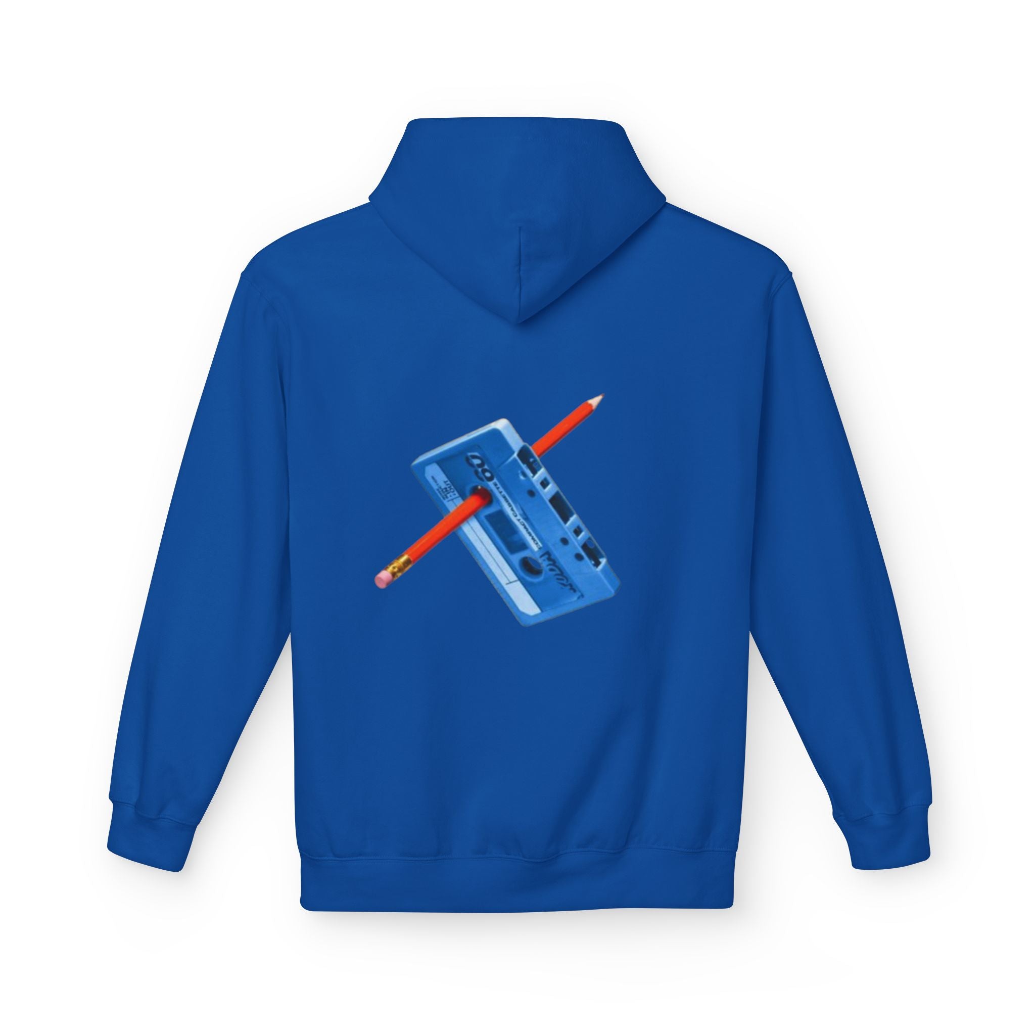 Blue Cassette Tape with Pencil Hoodie | Retro Music 80s 90s