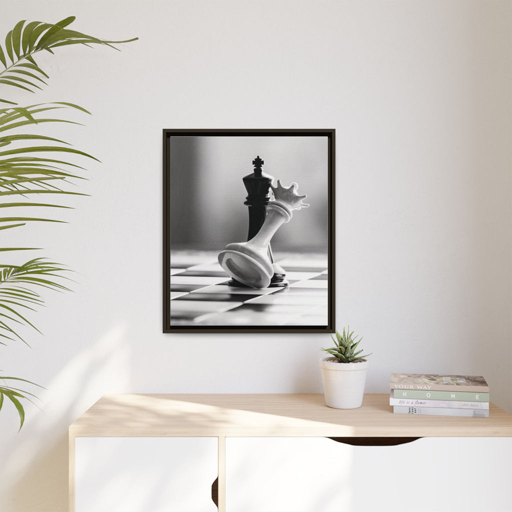 Chess King and Fallen Queen Matte Canvas Framed Wall Art