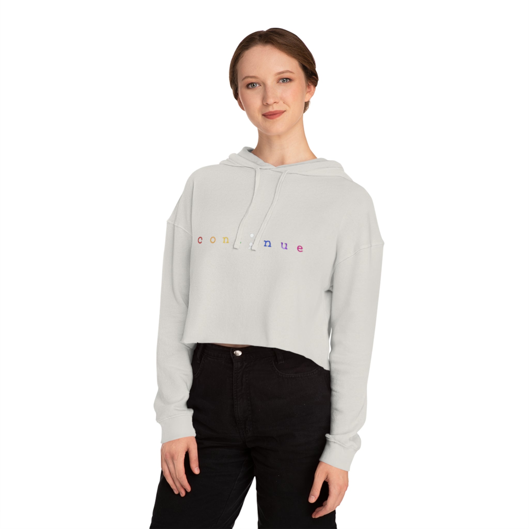 Cropped Hoodie "continue" Rainbow Minimalist