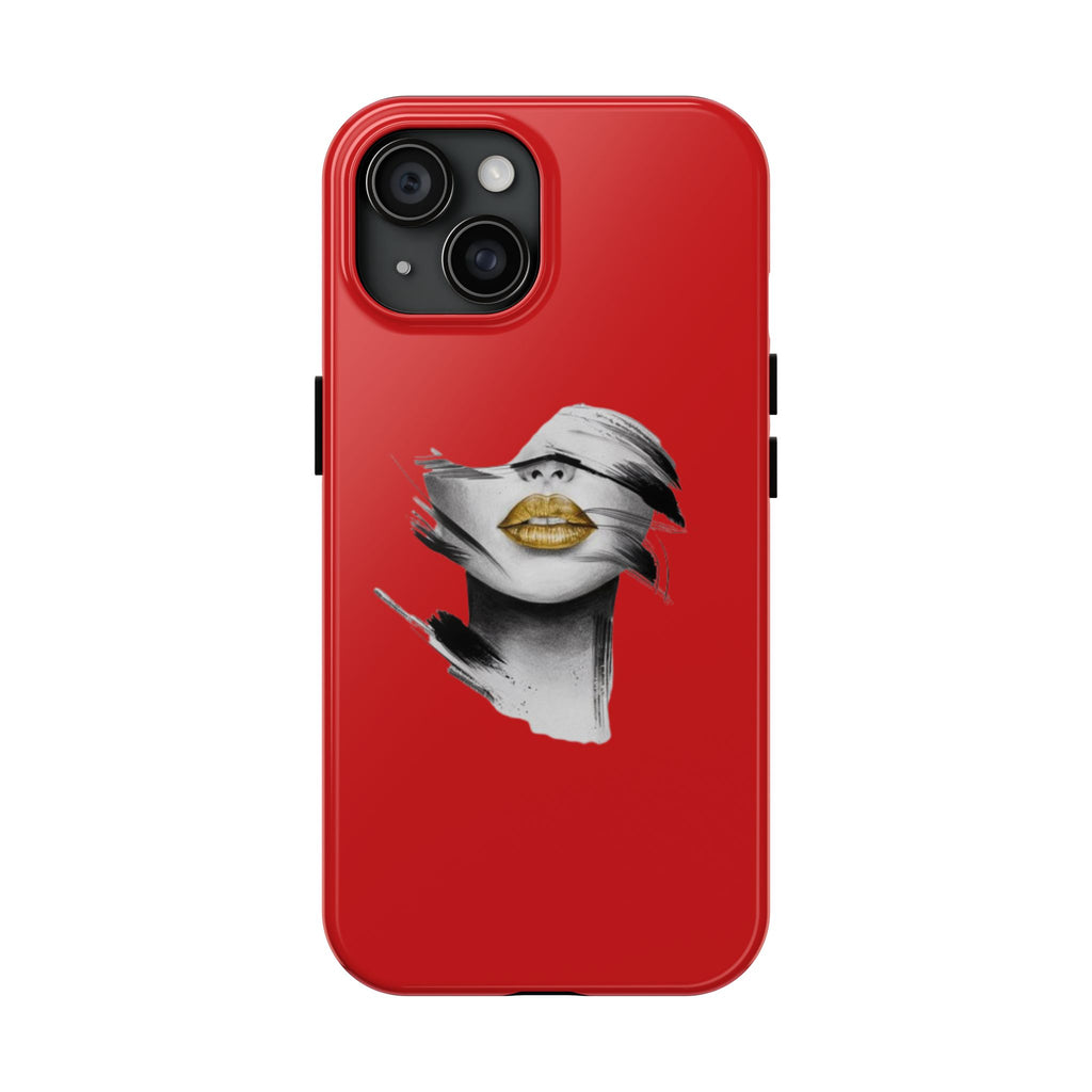 Red Abstract Lips Tough Phone Case — Bold Art Phone Cover for iPhone & Android