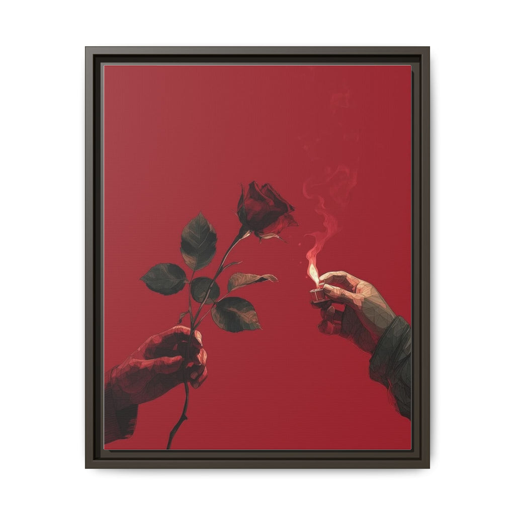 Red Rose & Lighter Minimalist Wall Print