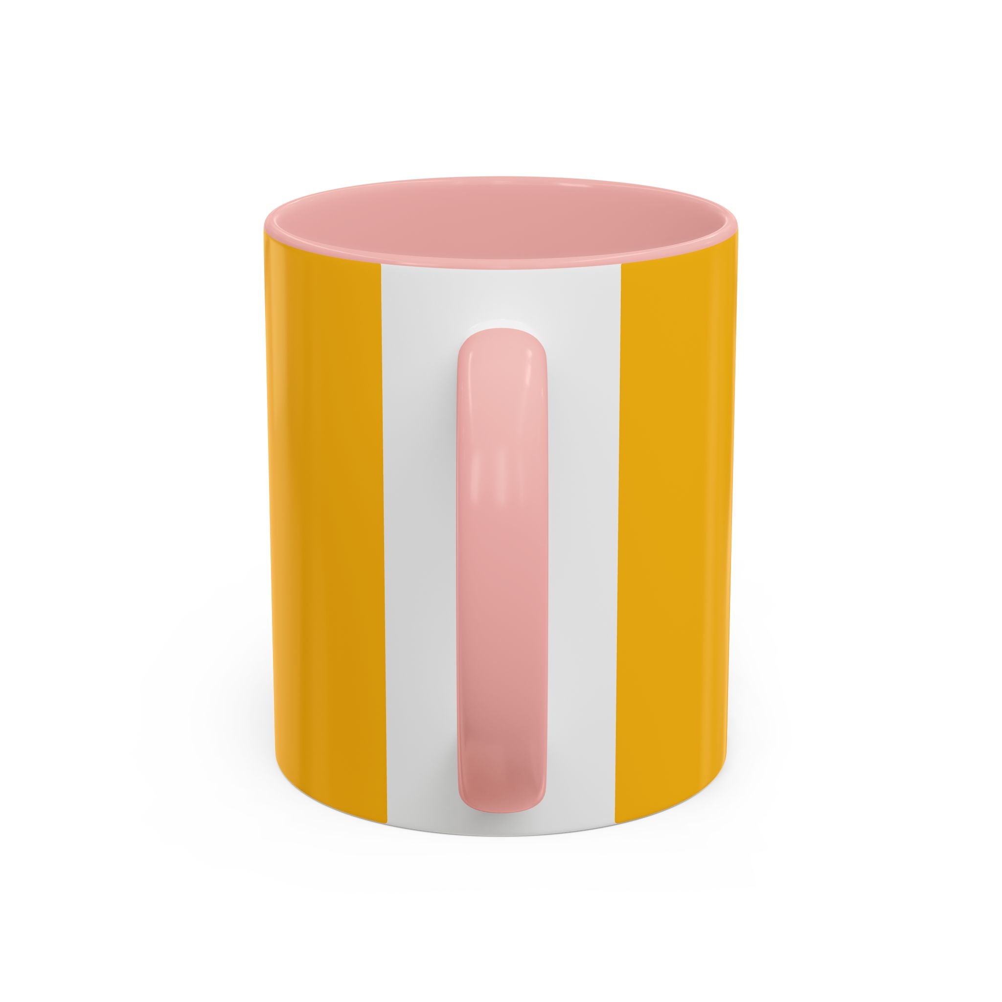 Retro Bold 'k' Accent Coffee Mug — Yellow & Red Graphic Ceramic