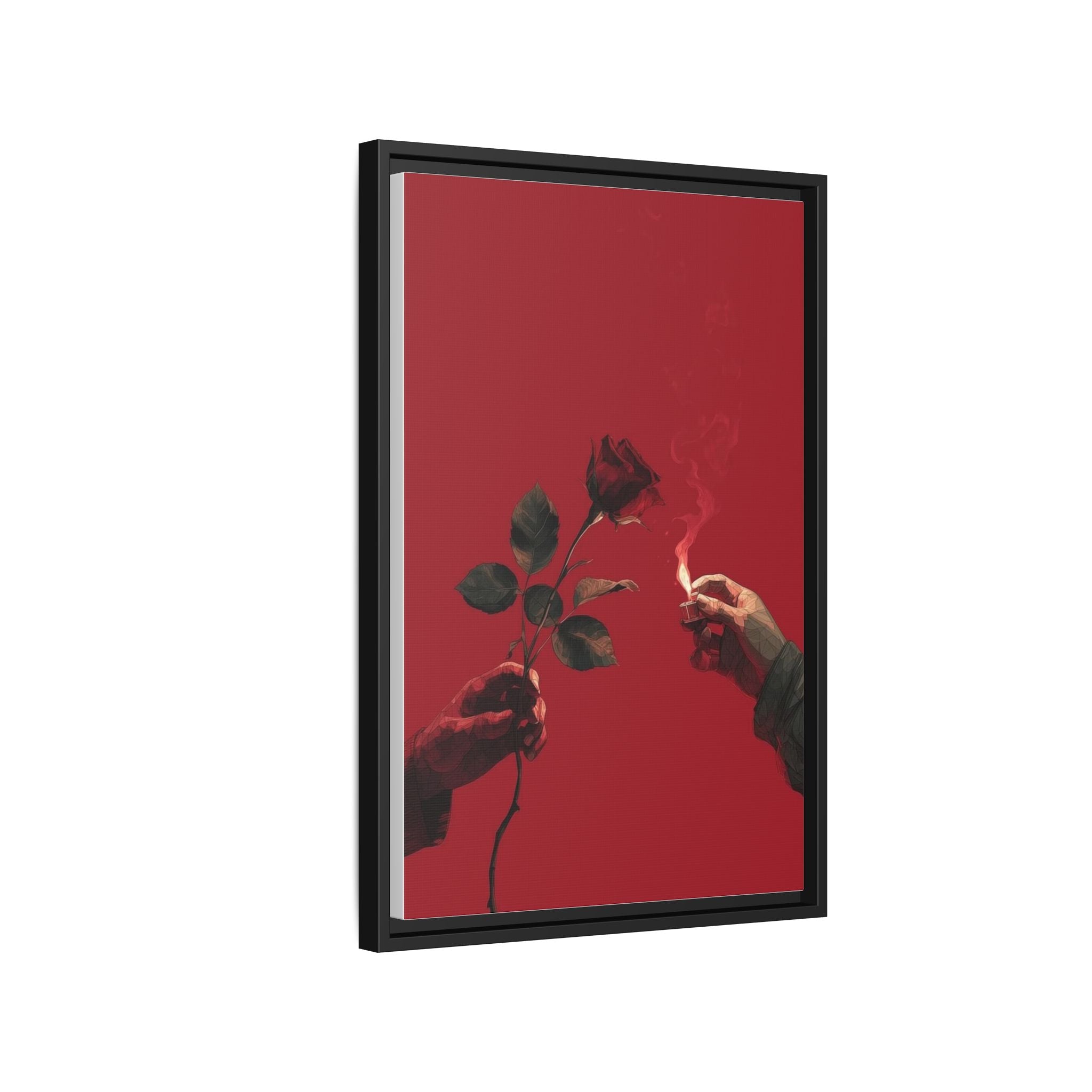 Red Rose & Lighter Minimalist Wall Print