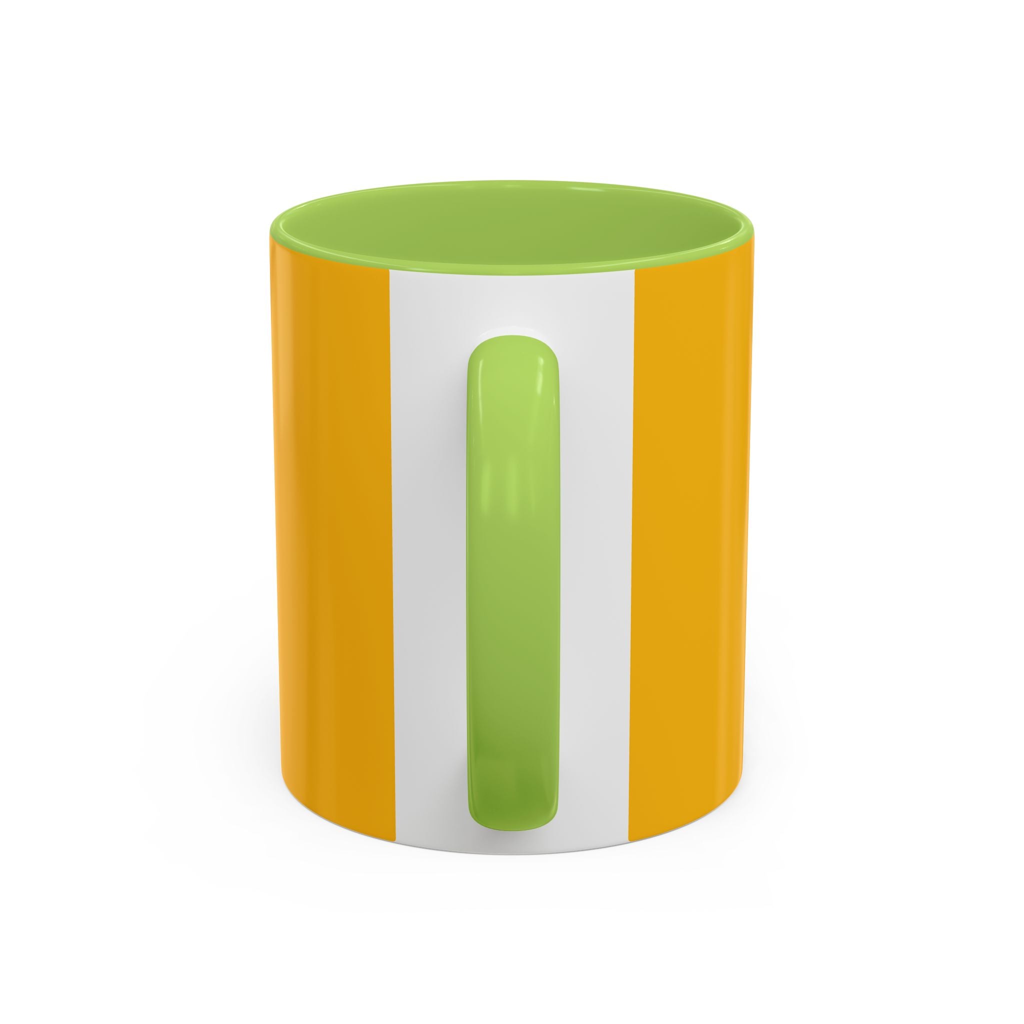 Retro Bold 'k' Accent Coffee Mug — Yellow & Red Graphic Ceramic
