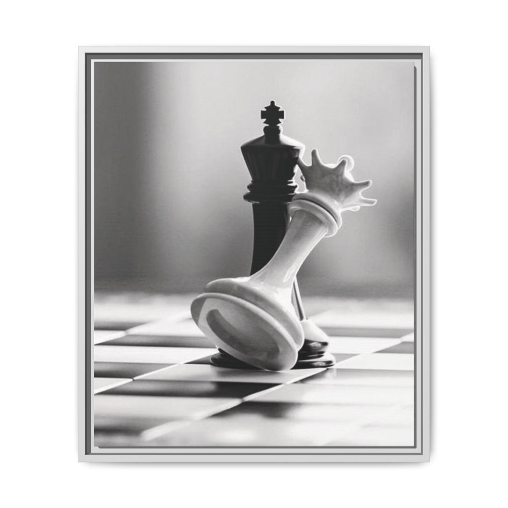 Chess King and Fallen Queen Matte Canvas Framed Wall Art